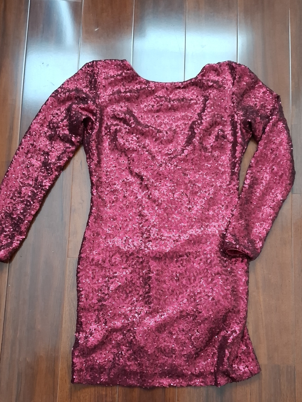 Dress the Population Burgundy Sequin Long Sleeve Bodycon Dress